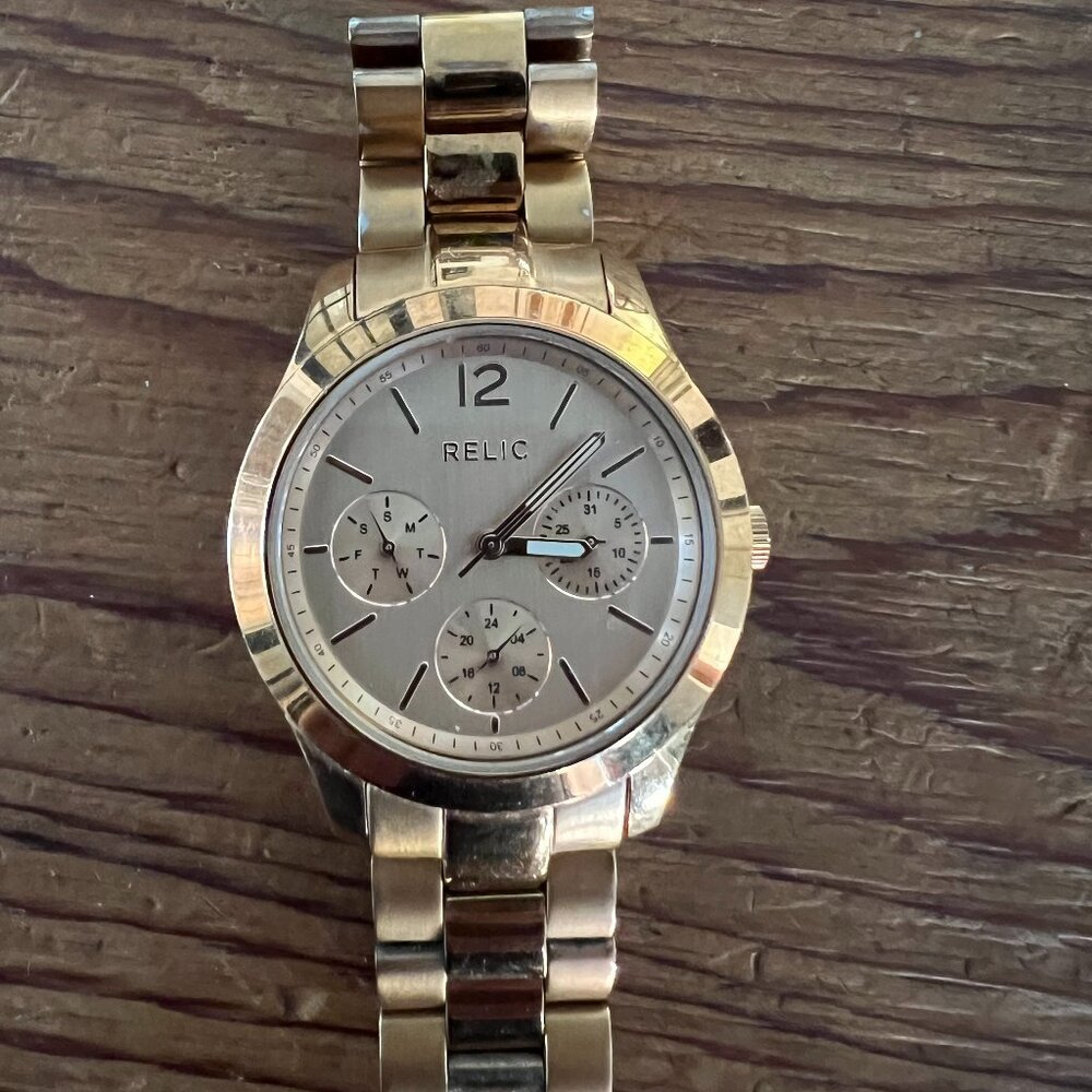 RELIC BY FOSSIL ZR15594 ROSE GOLD TONE MULTIFUNCTION WATCH